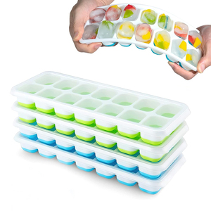 Boîte à glaçons en plastique silicone pour réfrigérateur, <span class=keywords><strong>bac</strong></span> à glaçons empilable <span class=keywords><strong>avec</strong></span> <span class=keywords><strong>couvercle</strong></span> - Product Image 1