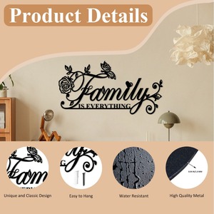Métal Art Déco Fer Noir Anniversaire Famille Slogan Tenture Murale Porte Extérieure Décoration Maison - Product Image 5