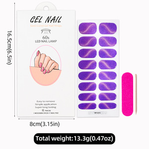 16 autocollants pour ongles en gel semi-durci effet œil de chat, auto-adhésifs, 3D, couverture complète, colorés, pour manucure en salon - Product Image 3