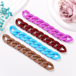 Pinza para el pelo de acrílico colorido con cadena abierta y hebilla, 6.5cm, de resina plástica, accesorios de joyería DIY, estilo casual - Product Image 2