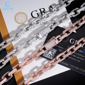 Solid 925 Silver Moissanite Cuban Link <b>Chain</b> Necklace Rhodium Plated Hip Hop <b>Iced</b> <b>Out</b> Jewelry - Product Image 4