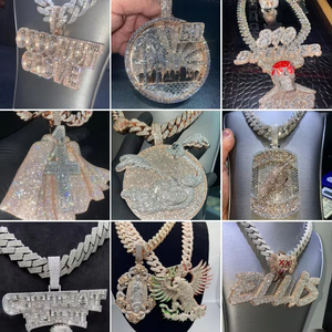 Ciondolo Personalizzato VVS Moissanite in Argento 925 con Catena a Maglie Diamantate, Ciondolo con Lettera del Nome da Uomo Stile Hip Hop, Gioielli che Superano il Test del Diamante - Product Image 6