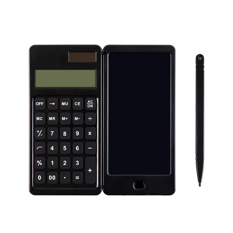 Solar Calculator with Writing Tablet 6" Portable and Foldable Desktop Calculator Drawing Pad For Office Meeting And Study