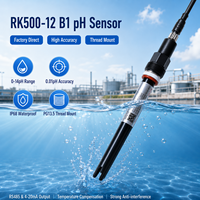 Elektroda pH Industri dengan Sambungan Ulir PG13.5 dan Konektor M8, Rating Tekanan 0.6MPa untuk Pemantauan Limbah