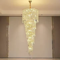 Lustre en cristal moderne de luxe K9 finition dorée lumière blanche chaude télécommande à intensité variable pour accrocher la maison hôtels restaurants