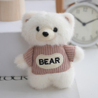 Mini porte-clés en peluche ours en peluche, pendentif brodé en forme de lettre, accessoires quotidiens pour sacs et sacs à dos