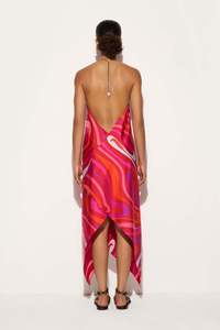Vestido largo irregular con estampado de satén de estilo sencillo y cuello halter, novedad transfronteriza europea y americana 2026 - Product Image 5