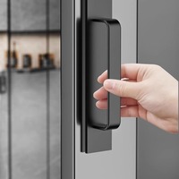 Manija Redonda Negra Mate para Puerta Corredera, de Aleación de Zinc, Autoadhesiva, para Puertas de Vidrio, Armarios, Garajes y Gabinetes