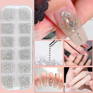 12 Rejillas de Mini Perlas de Caviar para Decoración de Uñas, Microbolas Metálicas Doradas/Plateadas, Dijes Magnéticos para Uñas, Bolígrafo Magnético, Joyería para Uñas con Bolas de 0.5~3mm - Product Image 2