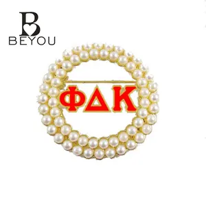 Beyou Jewelry PDK Sorority Circle Brooch Phi Delta Kapp Lapel Pin