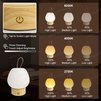 Lampe de table/bureau LED portable et élégante en bois avec recharge USB et câble de charge USB Type-C, idéale pour la vente en gros