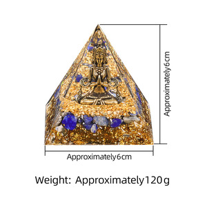 Ornamento Serie Buddha Elefante in Cristallo Naturale di Ametista e Lapislazzuli, Grande Piramide in Resina da 6 cm, Decorazione Religiosa Feng Shui in Lega - Product Image 2