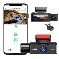 Caméra embarquée Relee multi-lentilles 4K avec caméras avant, arrière et intérieures pour la surveillance de la conduite sur route, enregistreur de voiture DVR 2160P avec WiFi et GPS
