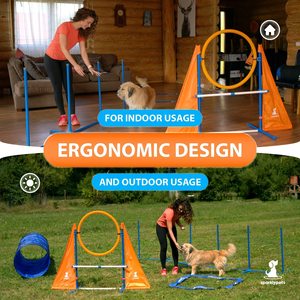 Cours complet d'équipement d'entraînement d'agilité pour chiens en plein air Poteaux <span class=keywords><strong>de</strong></span> tissage en métal et en plastique Boîte <span class=keywords><strong>de</strong></span> pause et tunnel - Product Image 3