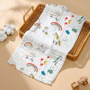 Tissu 100% coton, mouchoir à salive, tissu rayé teint en fil, crêpe, six couches de gaze, serviette pour enfants - Product Image 2