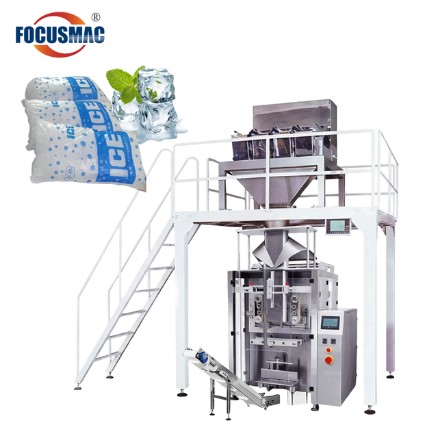 Focus Machinery Automatic Electric Multi-Function Ice Bagging Machine PLC Control 5-60 Bags/Min Feeding Filling Weighing Plastic