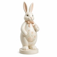 Figurine en céramique personnalisée de grand lapin de Pâques avec œuf floral, service de fabrication OEM pour projet de cadeau de vacances
