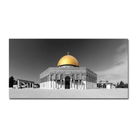 Lukisan kanvas seni dinding Islam hitam dan putih Poster Kubah Batu Emas Allah Dekorasi Rumah gambar dinding cetak
