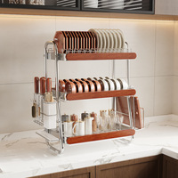 Égouttoir à vaisselle autoportant en acier inoxydable avec égouttoir intégré, style rétro, pour évier de cuisine, comptoir et accessoires de meuble