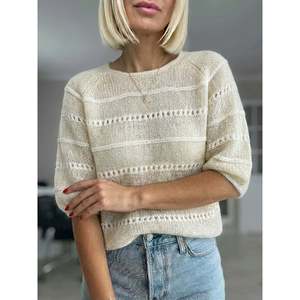 เสื้อสเวตเตอร์ลายทางแขนพองสีฟ้าอ่อน 0XL เสื้อสเวตเตอร์ผู้หญิง - Product Image 5