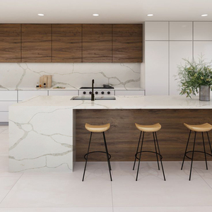 TMZ ODM/OEM Tops de losa blanca de cuarzo de alta calidad 5003 Silk Road Cuarzo artificial Venas Grises Modernas Quartzo Beat para moderno - Product Image 1