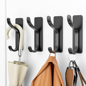 Ganchos de Pared de Acero Inoxidable Negro <span class=keywords><strong>para</strong></span> Colgar Ropa en el Baño o Sala de Estar, Ganchos Autoadhesivos <span class=keywords><strong>para</strong></span> Colgar Ropa - Product Image 1
