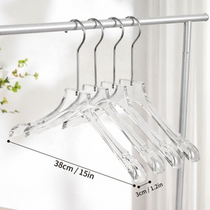 Cintres de luxe en acrylique transparent 7022, 38 cm de large, pour manteaux, robustes, en lucite, écologiques, pour garde-robe - Product Image 1
