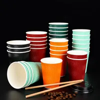 8oz 12oz 16oz Design personnalisé gobelets en papier imprimé jetables tasses à café ondulées à Double paroi
