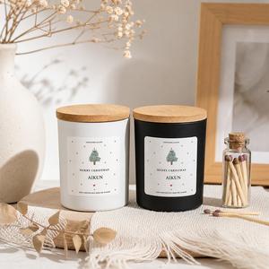 AIKUN OEM Supply Elegant Glass <b>Jar</b> Natural Wax Rich Fragrance <b>Christmas</b> Soy Candle Glass Candle for Seasonal Gift - Product Image 1