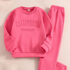 Ensemble de Survêtement Fille Automne Hiver 2 Pièces, Sweat-shirt Rose Molletonné Imprimé avec Relief 3D et Pantalon, Tenue de Sport Décontractée 5-13 Ans - Product Image 2