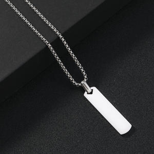 Customizable Anti Tarnish Stainless Steel Bar Necklace Gold Plated Waterproof <strong>Chains</strong> for Women and Men Trendy Engraved Design - Product Image 3