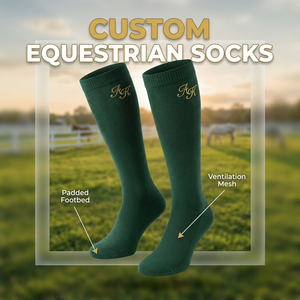Premium Custom Equestrian <strong>Socks</strong> <strong>Hunter</strong> Green Knee High Riding <strong>Socks</strong> with Gold Logo Personalized Breathable Cotton Horse <strong>Socks</strong> - Product Image 1