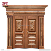 Porte d'entrée moderne de luxe Daoming en acier style cuivre pour villa et hôtel, à battants, couleur/taille personnalisable, extérieur méditerranéen