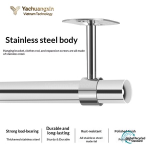 Yachuangxin Stainless Steel <b>Rod</b> <b>Holder</b> Solid Hanging Base Round Shape for Home Installation - Product Image 5