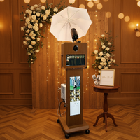 Photomaton rétro prêt à l'emploi avec logiciel gratuit, écran tactile 15,6 pouces, machine photo DSLR à finition bois