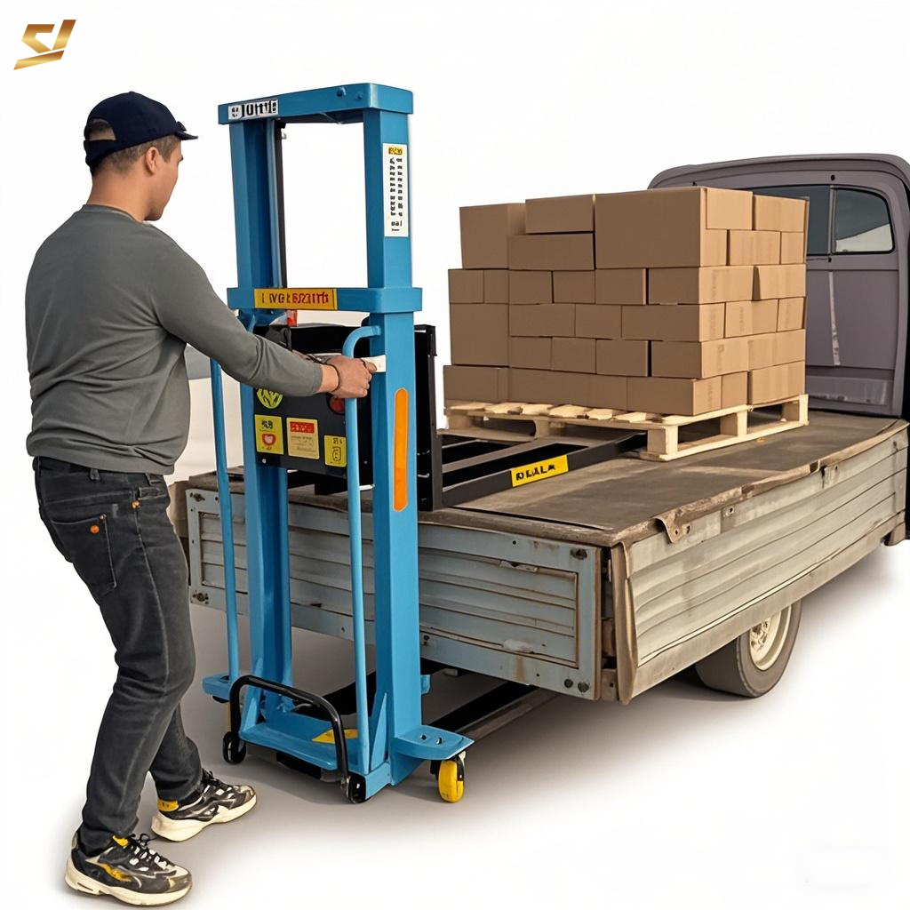 High Quality Small Self Load Lifting Stacker Semi Electric Portable Self Loading Stacker Pallet Forklift