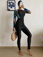 Maillot de bain femme modeste à manches longues et fermeture éclair Hijab 3 pièces Burkinis Maillot de bain musulman Maillot de bain musulman Maillot de bain islamique