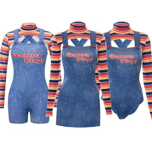 Disfraces <span class=keywords><strong>de</strong></span> Halloween para mujeres Scary Nightmare Killer Doll Wanna Play Movie Character Body <span class=keywords><strong>Chucky</strong></span> Doll Costume Set - Product Image 1