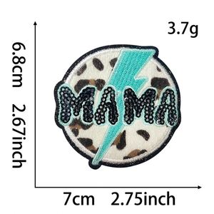 New Iron on <b>Glitter</b> Edge Leopard Print Mama Star Yall Patch for T-shirt Hoodies Hat Decoration - Product Image 2