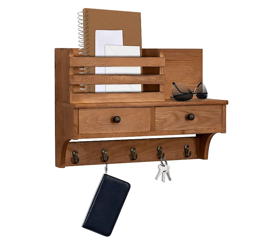 Entry Home Decor Living Room Bedroom PreAssemble Ready Mount Mini Drawers Wooden Mail Organizer Wood Key Holder Wall Rack