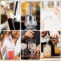Ensemble de shaker à cocktails Boston moderne et écologique en acier inoxydable, 21 pièces, 750 ml/600 ml, compatible lave-vaisselle, en acrylique non lesté