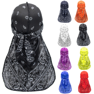 Durag in Poliestere all'Ingrosso, Cappello Designer 360 Waves, Bandana Paisley Durag da Uomo con Coda Lunga, Hip Hop, per Esterni - Product Image 1