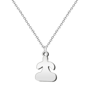 Tarra Idol collana con ciondolo in acciaio inossidabile color argento a maglie religiose - Product Image 1