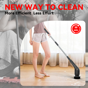 Brosse de Nettoyage Électrique Rotative Sans Fil avec 7 Têtes Interchangeables, Balai Laveur à Double Vitesse avec Manche Ajustable - Product Image 3