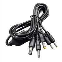 Câble de charge rapide USB DC 5 en 1 |   5 embouts (5,5 mm/4,0 mm/3,5 mm/2,5 mm/2,0 mm) |   Longueurs de 1 m 20 cm |   Utilisation d'écouteurs pour ordinateur |   Noir/Blanc