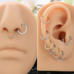 Moda implante grado titanio alta calidad precisión con bisagras hexágono segmento anillo nariz tabique <span class=keywords><strong>Piercings</strong></span> con circón - Product Image 6