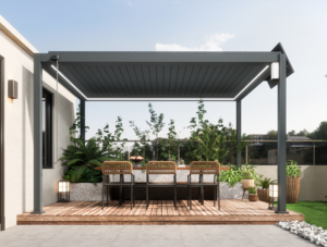 Venta al por mayor todas las estaciones pabellón impermeable Louvre personalizado al aire libre panel <span class=keywords><strong>solar</strong></span> fotovoltaico pérgola de aluminio pérgola F - Product Image 2