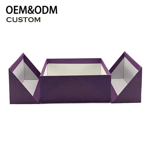 Luxury Custom Violet Gatefold Magnetic Rigid Box Textured Specialty Paper + Custom Insert Packaging Factory Direct Portable