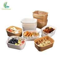 Cajas de Cartón Kraft Grandes Desechables para Llevar, Desayuno, Almuerzo, Comida, Picnic, Contenedor Moderno para Envasado de Comida Rápida de Restaurante