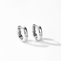 Boucles d'oreilles créoles en argent sterling 925 avec moissanite, design géométrique minimaliste, pour femme, boucles d'oreilles circulaires, idéales pour Noël